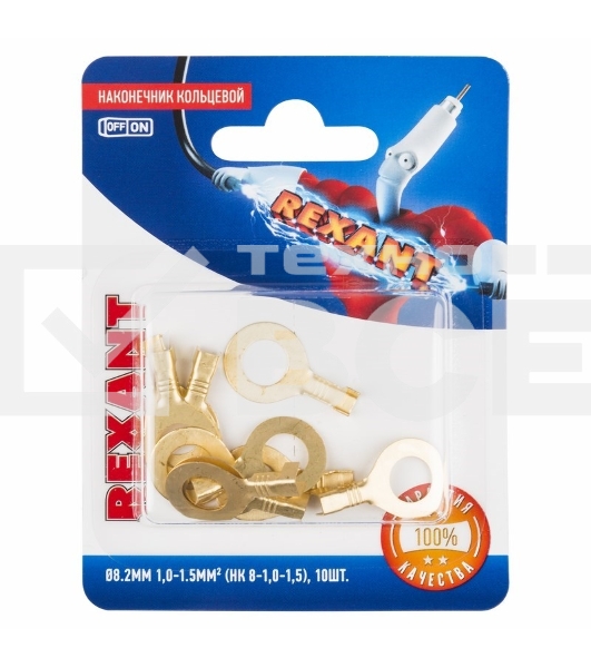 Наконечник кольцевой Rexant ø8.2мм, 1.0-1.5мм², НК 8-1,0-1,5 / DJ431-8В, в упак. 10 шт.