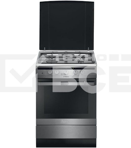 Плита газовая Hansa FCGX62020 серебристый, конфорок 4 шт, духовка 56 л, 60 см x 85 см x 60 см