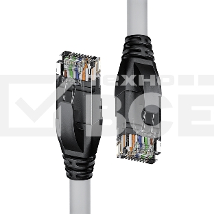 Патч-корд прямой 0.5m UTP кат.5e, серый, черные коннекторы, 24 AWG, литой, ethernet high speed 1 Гбит/с, RJ45, T568B Патч-корд прямой 0.5m UTP кат.5e, серый, черные коннекторы, 24 AWG, литой, ethernet high speed 1 Гбит/с, RJ45, T568B