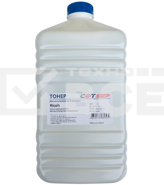 Тонер Cet SD6 CET5289500 черный бутылка 500гр. для принтера RICOH Aficio 550/1075/2051/MP1813/5500/6001/9001