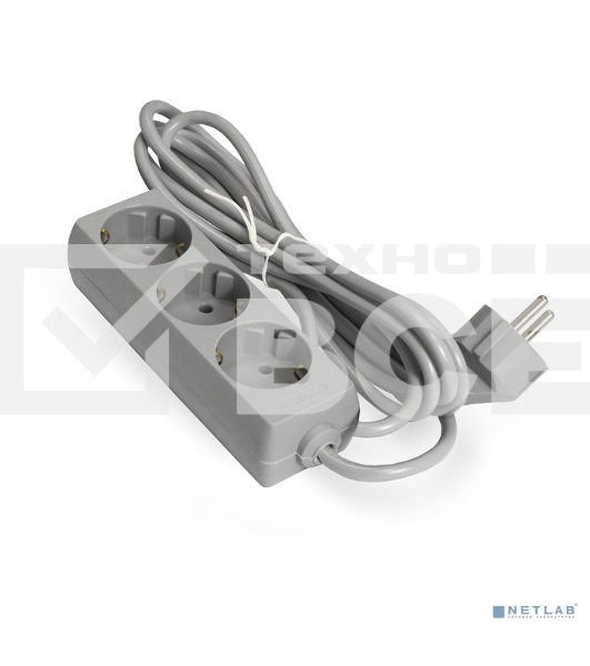 Удлинитель ExeGate EX285808RUS  ECE-3-5G (3 евророзетки с заземлением, 5м, серый)