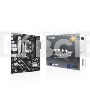 Материнская плата ASUS PRIME H810M-A-CSM, LGA 1851, Intel H810, 2xDDR5, 4xSATA, 2xM.2, 1xPCIe 4.0 x16, 1xPCIe x1, 1xDP, 1xHDMI, 1x1Gb LAN, 4xUSB 2.0, 2xUSB 3.2 Gen 2, 3x3.5 мм, 7.1, Micro-ATX