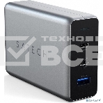 Сетевое зарядное устройство Satechi Compact Charger с технологией GaN Power. Порты: USB Type-C 100 Вт х 2, USB Type-A до12 Вт. серый космос. Satechi Compact GaN Charger 100W Type-C PD - Space Gray, фото 1