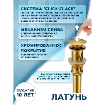 Раковина накладная на столешницу BAU Nimb овальная 50х36, белая, выпуск клик клак, золото, фото2