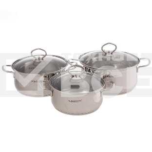 Набор кастрюль Катунь Лира КТ-CP-003, 6 пр, (3,2 л+4,2 л+5,2 л)