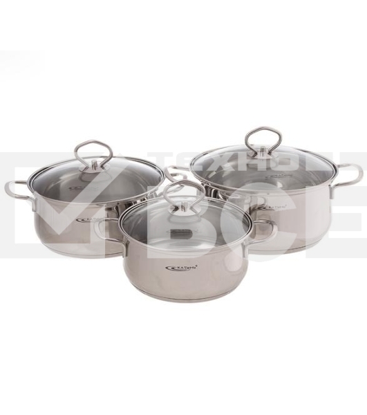 Набор кастрюль Катунь Лира КТ-CP-003, 6 пр, (3,2 л+4,2 л+5,2 л)