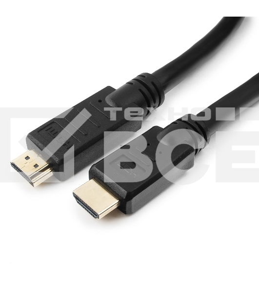Кабель Cablexpert HDMI CC-HDMI4-30M, 19M/19M, v1.4, медь, позол.разъемы, экран, усилитель сигнала, 30м, черный, пакет