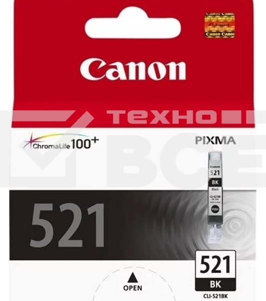 Картридж струйный CLI-521Bk (2933B004) черный (9 мл.) для Canon Pixma iP3600, 4600, MP540,MP620, MP630, MP980