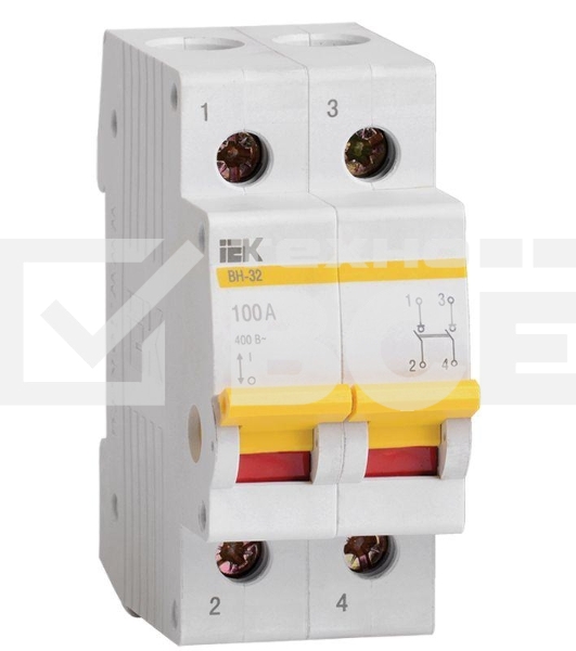 Выключатель нагрузки Iek MNV10-2-100 (мини-рубильник) ВН-32 2Р 100А ИЭК