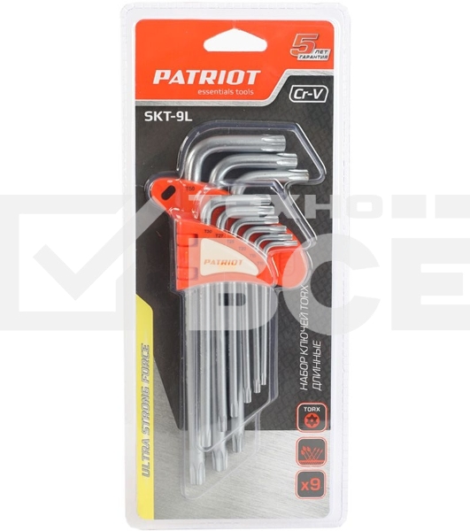 Набор ключей PATRIOT SKТ-9L, TORX, длинные, T10-T50, CRV, 9 шт