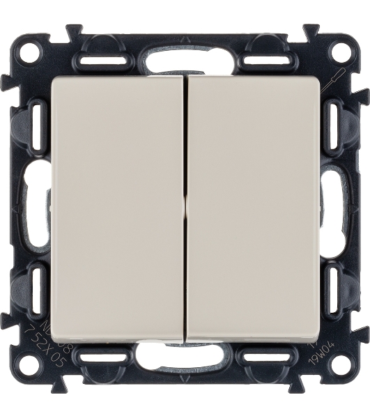 Механизм выключателя 2-кл. СП Valena Life 10А IP20 250В с лицевой панелью; безвинтовые зажимы сл. кость Leg 752505