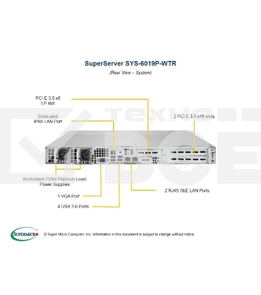 Платформа SuperMicro SYS-6019P-WTR 1G 2P 2x700W