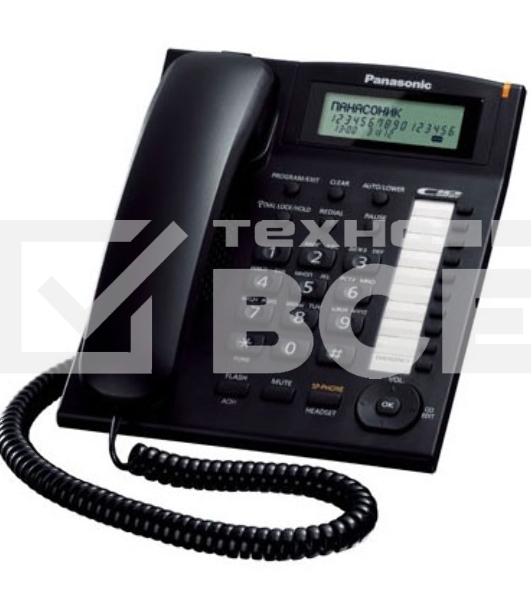 Телефон проводной Panasonic KX-TS2388RUB черный индикатор вызова,повторный набор последнего номера,4 уровня громкости звонка