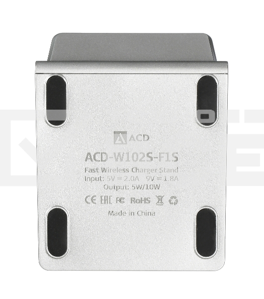 Зарядное устройство ACD-W102S-F1S 10Вт, беспроводная Qi, 2-катушки с QC, 5В/2А ~ 9В/1,8А RTL