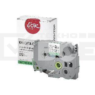 Кассета с лентой S'OK by Sakura Printing TZES741 для Brother, черный на зеленом, 18мм/8м, наклейка