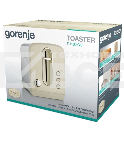 Тостер Gorenje T1100CLI 860Вт бежевый/серебристый