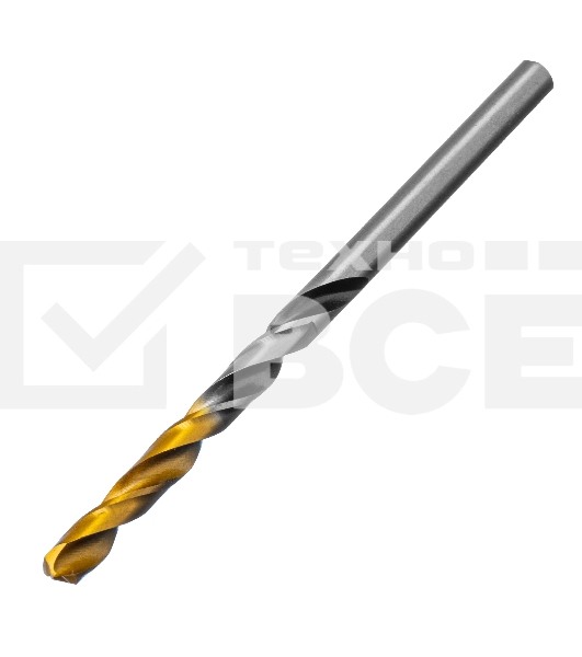 Сверло спиральное по металлу 4,5 x 80мм, Р6М5, Golden Tip, многогранная заточка Denzel