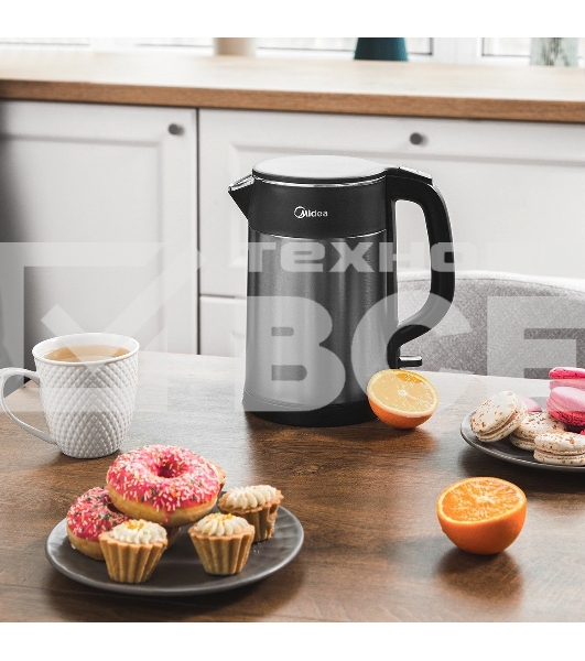 Чайник электрический Midea 1.5л, 2200 Вт, черный