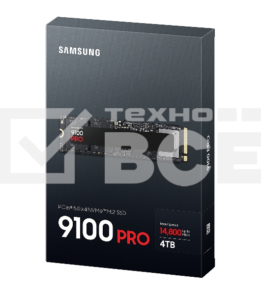 Твердотельный диск 4TB Samsung 9100 PRO, M.2, PCI-E 5.0 x4, TLC 3D NAND [R/W - 14800/13400 MB/s]