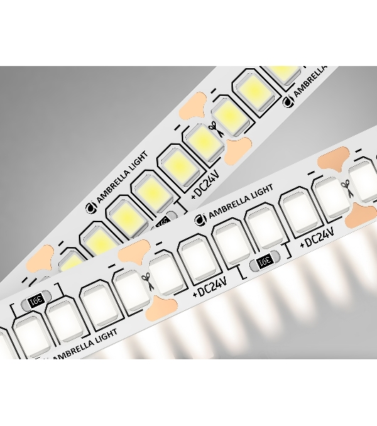 Светодиодная лента Ambrella light GS3302 2835 240Led/ 18W m/ 24V IP20 4500K/ 5000*10*1.2mm (2 конт.)