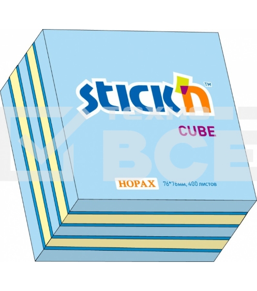 Блок самоклеящийся бумажный Stick`n 21340 76x76мм 400лист. 70г/м2 неон+пастель 3цв.в упак.