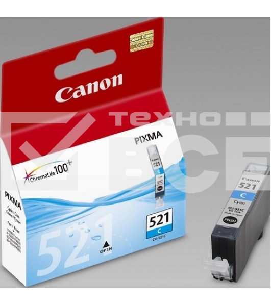 Картридж струйный CLI-521C (2934B004) голубой (535 стр.) для Canon Pixma iP3600, 4600, MP540 ,MP620, MP630, MP980