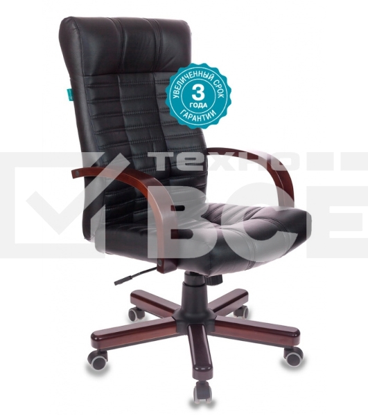 Кресло руководителя Бюрократ KB-10/WALNUT черный, искусственная кожа, крестовина металл