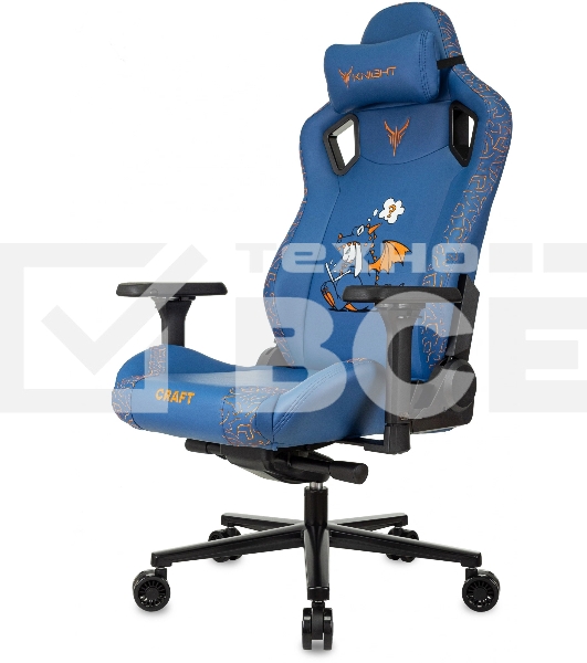 Кресло игровое Knight Craft Dragon синий эко.кожа крестов. металл
