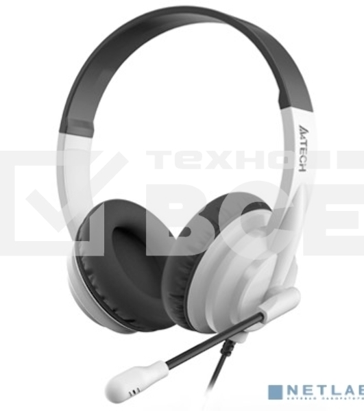 Наушники с микрофоном A4Tech HU-10 черный/белый 2м накладные USB оголовье