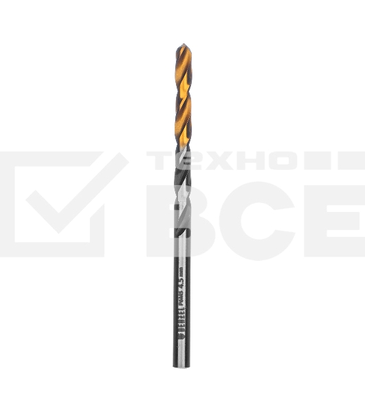 Сверло спиральное по металлу 4,5 x 80мм, Р6М5, Golden Tip, многогранная заточка Denzel