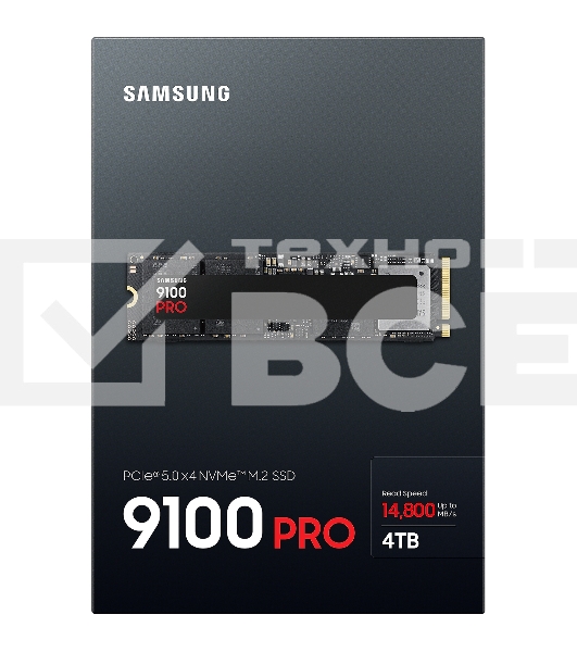 Твердотельный диск 4TB Samsung 9100 PRO, M.2, PCI-E 5.0 x4, TLC 3D NAND [R/W - 14800/13400 MB/s]