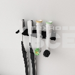 Держатель Rexant для хранения зубных щеток и насадок, монтаж без сверления, черный, фото 1