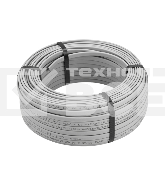 Кабель греющий (нагревательный) саморегулирующийся SRL30-2, неэкранированный, 30Вт/м, 0,9мм2/55м, бухта 50м Rexant