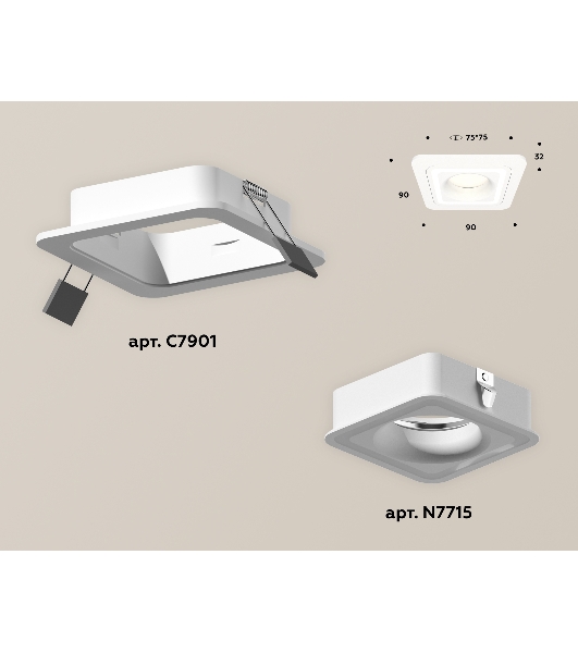 Комплект встраиваемого светильника Ambrella light XC7901011 SWH белый песок MR16 GU5.3 (C7901, N7715)