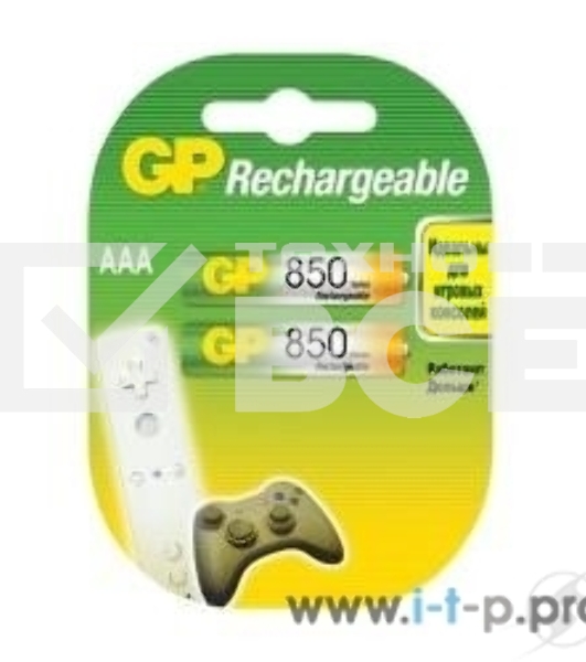 Аккумулятор GP Rechargeable (GP 85AAAHC-2CR2) NiMH 85AAAHC 850mAh, 2 шт AAA, 850мАч (2 шт. в уп-ке)