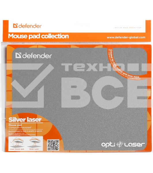Коврик Defender Silver opti-laser (220х180х0.4) для оптических и лазерных мышей (ассорти)