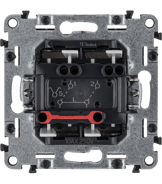 Механизм выключателя 2-кл. СП Valena Life 10А IP20 250В с лицевой панелью; безвинтовые зажимы сл. кость Leg 752505