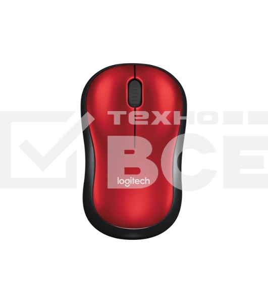 Мышь беспроводная Logitech M185, красный, 1000 dpi, радиоканал, USB, кнопки - 3