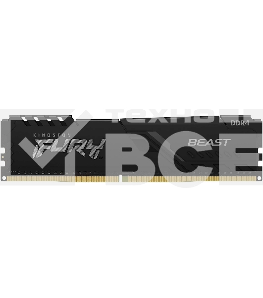 Оперативная память Kingston Fury Beast, DDR4, 16GB (1x16GB), 3600MHz, CL18, с радиатором, черный
