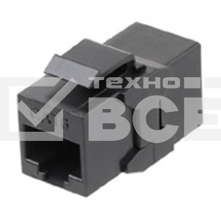 Монтажное оборудование Hyperline CA2-KJ-C6-BK Проходной адаптер (coupler), RJ-45(8P8C) формата Keystone Jack, категория 6, 4 пары, черный