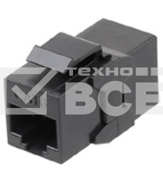 Монтажное оборудование Hyperline CA2-KJ-C6-BK Проходной адаптер (coupler), RJ-45(8P8C) формата Keystone Jack, категория 6, 4 пары, черный
