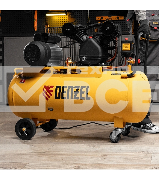 Компрессор воздушный рем. привод BCV2200/100, 2,2 кВт, 100 литров, 370 л/мин Denzel