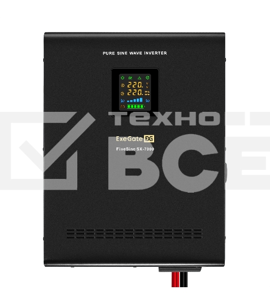 Комплект Источник бесперебойного питания EX296005RUS + батарея 40Aч EX282979RUS 4шт (инвертор, синус, для котла, настенный) ExeGate FineSine SX-7000.LCD.AVR.2SH.T <7000VA/5000W, чистая синусоида, цветной LCD-дисплей, AVR, 2*Schuko+клеммы, линейно-интерактивный, крепление настенное, черный> + батарея ExeGate HR 12-40 (12В, 40Ач) 4шт