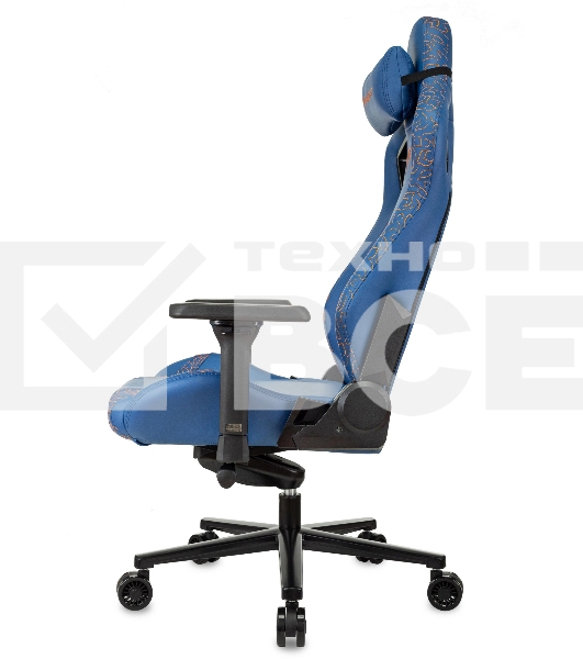 Кресло игровое Knight Craft Dragon синий эко.кожа крестов. металл