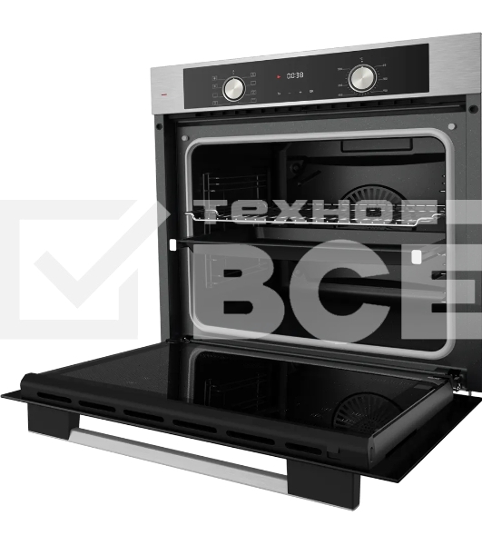 Встраиваемый духовой шкаф Kuppersberg HO 608 BX, электрический, High-Tech, 60 см, объем 80 л, 8 режимов, поворотное управление, макс. Температура 300 градусов, дисплей, таймер, цвет нержавеющая сталь/черный