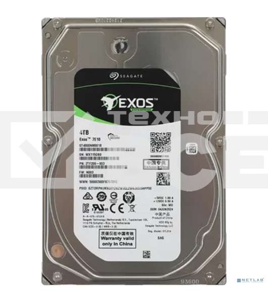 Жесткий диск Seagate HDD Server Exos 7E10 512N (3.5'/ 4TB/ SAS 12Gb/s / 7200rpm)