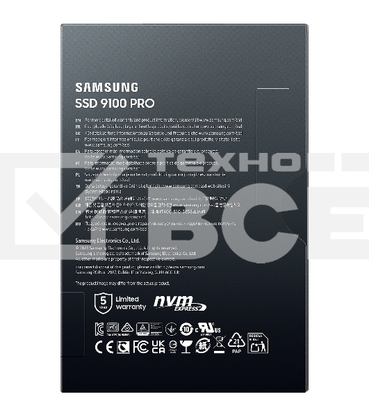 Твердотельный диск 4TB Samsung 9100 PRO, M.2, PCI-E 5.0 x4, TLC 3D NAND [R/W - 14800/13400 MB/s]