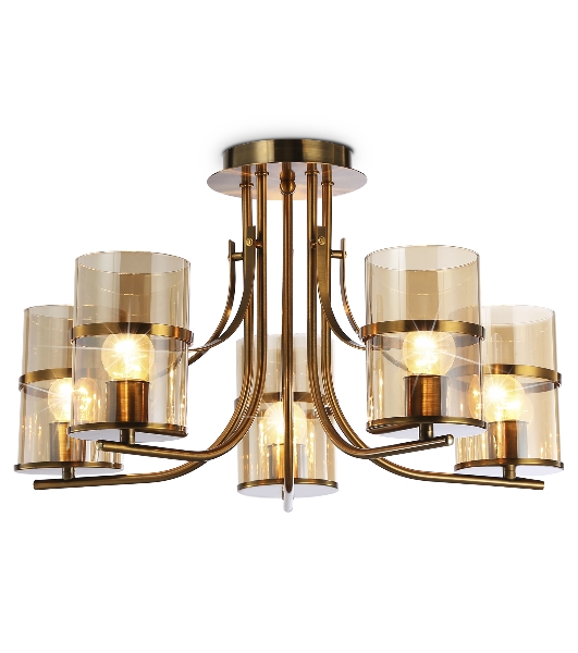 Светильник Ambrella light TR3222/5 GD/TI золото/янтарь E27*5 max 40W D540*300