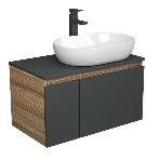 Комплект для ванной, 3 предмета (Тумба подвесная Bau Blackwood 80 графит + Раковина BAU 59х40, Смеситель высокий Hotel Black, черный), фото10