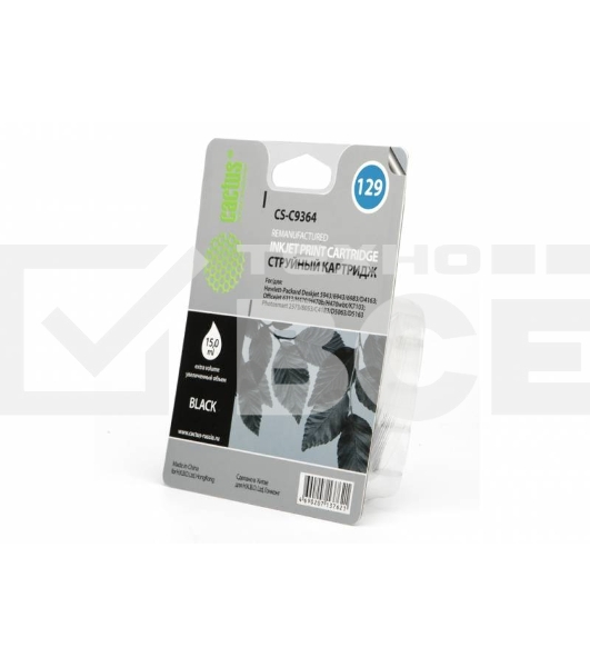 Картридж струйный Cactus CS-C9364 №129 черный (15 мл.) для HP PS 8053/8753/5943/2573/DJ 5900series